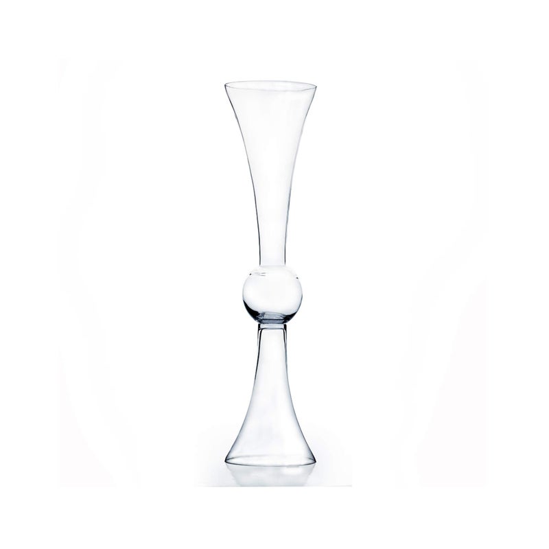 WGVI WGV Tall Trumpet Vase, Open 6", Height 24", Base 6", (Multiple Size/Color Choices) Clear Reversible Latour Floral Wedding Centerpiece Home Event Decor, 1 Piece (VTV2124) - Image 1
